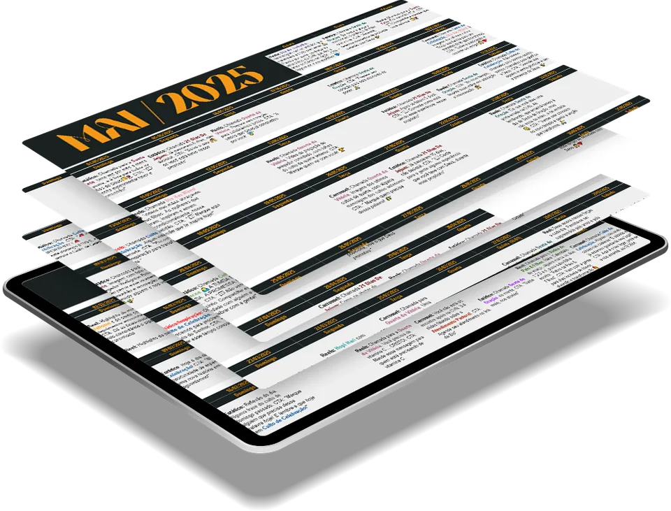 Calendário editorial criado para a comunicação da CVN São Roque